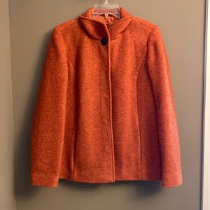 Lands End Orange Wool Blend Coat